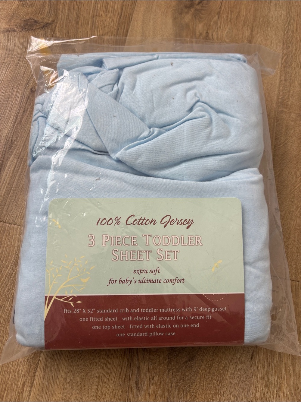TL care 3-Piece Toddler Sheet Set - Light Blue Cotton Jersey